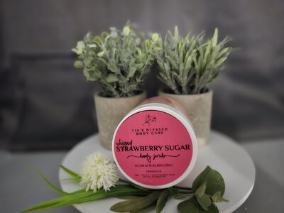 Whipped Strawberry Sugar Scrub | Tia's Blessed Body