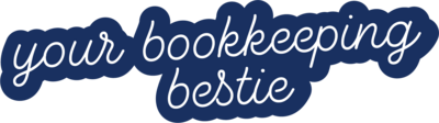 Sticker with the words "your bookkeeping bestie"