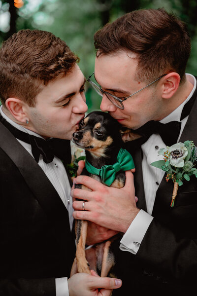 wedding ceremony in the forest with a waterfall