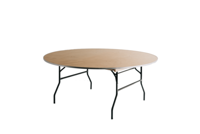 A folding round table.
