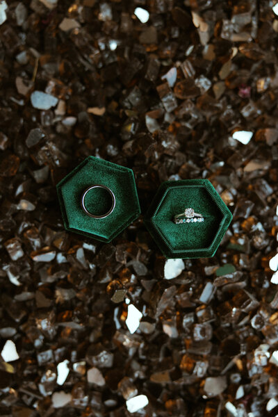 wedding rings flat lay