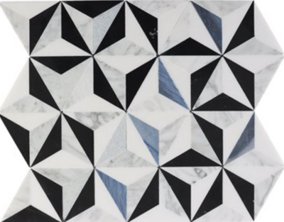 White and blue mosaic tile