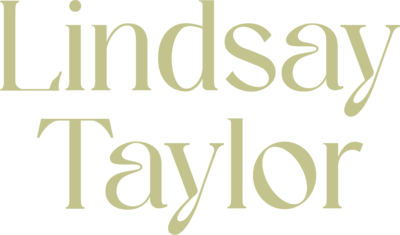 The words "Lindsay Taylor" in a modern serif green font