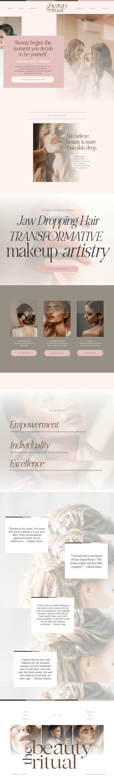 long screenshot of a website that the designer made
