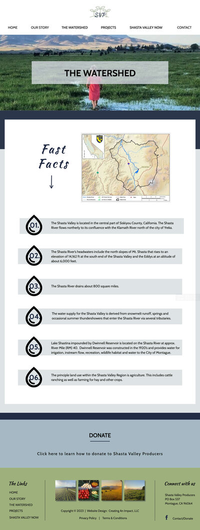 Shasta Valley Producers Website Watershed Page screenshot 