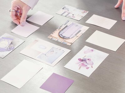 A moodboard featuring color swatches, part of the creative process for a custom Showit website design.
