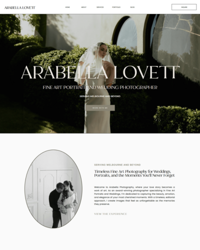 Ellie Showit website template for photographers featuring a feminine, clean design—perfect for newborn, maternity, lifestyle, or portrait photography portfolios.