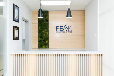 Inside Peak Prosthodontics office in Lethbridge, Alberta—modern, comfortable space designed for expert dental crowns and bridges care.