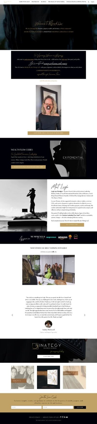 Full website preview for Leigh Jane Woodgate, custom website design by Rachelle Deem showcasing  business coach website
