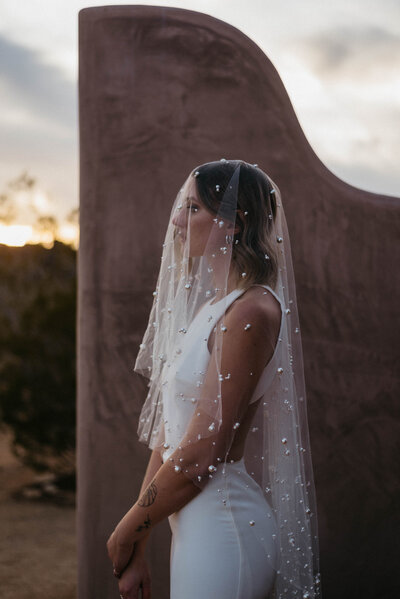 bride under veil profile