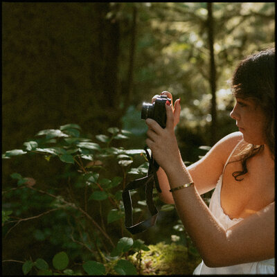 girl standing on road bridge in columbia river gorge