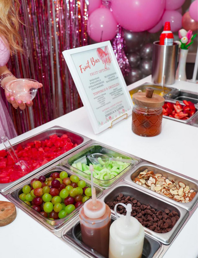 Close-up of fruit snack bar toppings