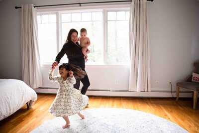Kiera Liu dancing with her kids