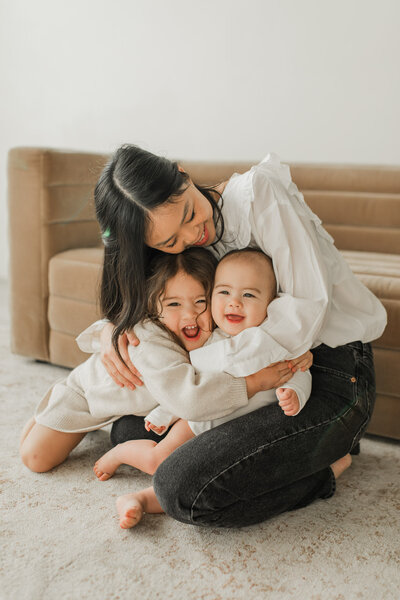 Picture of mom and kids taken by Camas, Washington Family Photographer. 