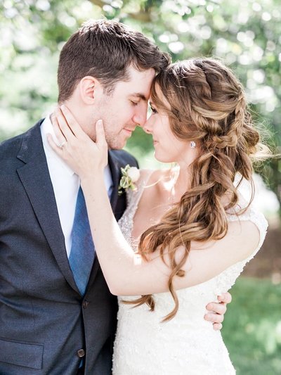 Bride and groom embrace in  a Washington DC wedding photo
