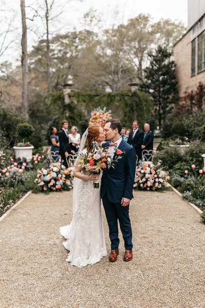 A couple on the dance floor at the wedding at the Stave Room in Atlanta, GA