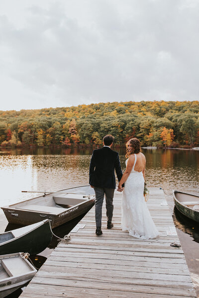 Bride and groom on Colorado ski lift