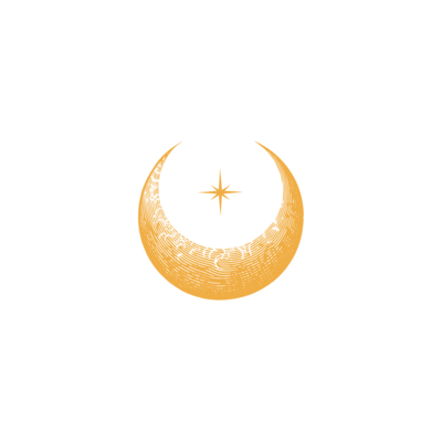 Yellow half moon and a star