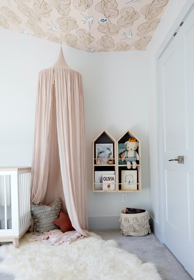 Nursery Ready Nook with Canopy, Blush  Dreamy Wallpaper