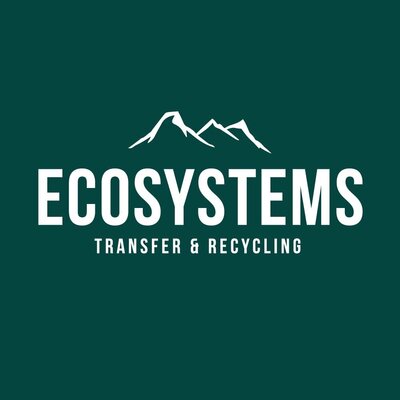 Ecosystems transfer and recycling logo with graphic of the Three Sisters mountains in Oregon
