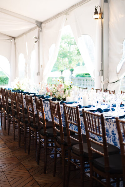 long reception table during a turner hill mansion wedding in ipswich massachusetts