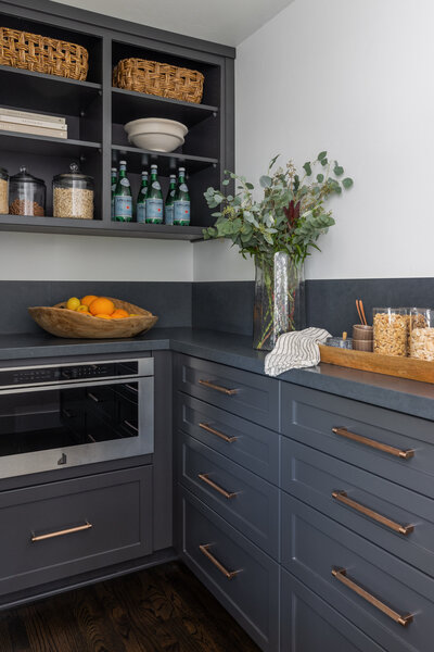 Kitchen with beautiful blue cabinets