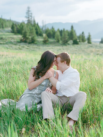 Sunset mountainside portrait of Colorado bride and groom