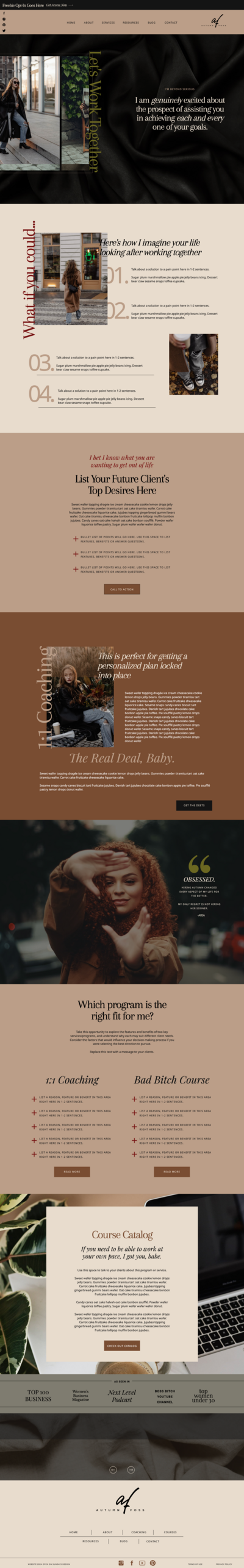 long screenshot of a website that the designer made