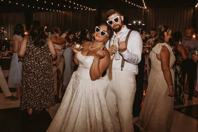 Happy wedding couple entrance