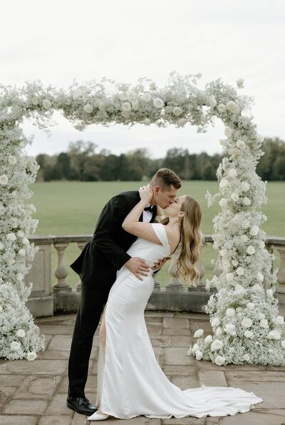 bride and groom touching foreheads