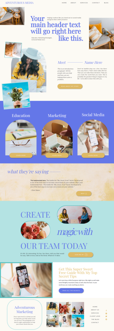 Lavender Latte Showit Template