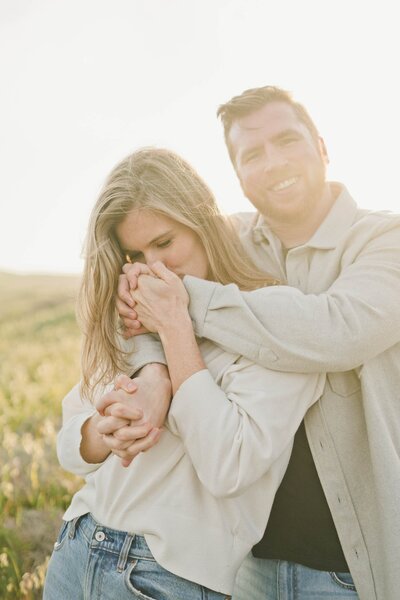 Southern California Bride and Groom Hugging