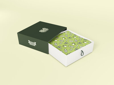 Image of packaging mockup with brand pattern