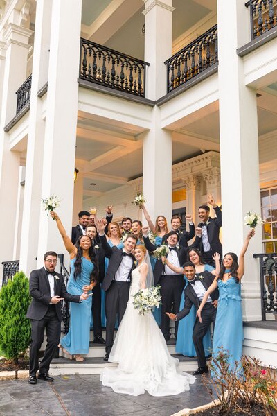 Bride and groom with bridal party