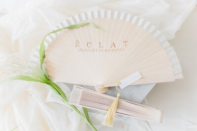Bespoke luxury fan designed by ECLAT Destination Weddings Vienna