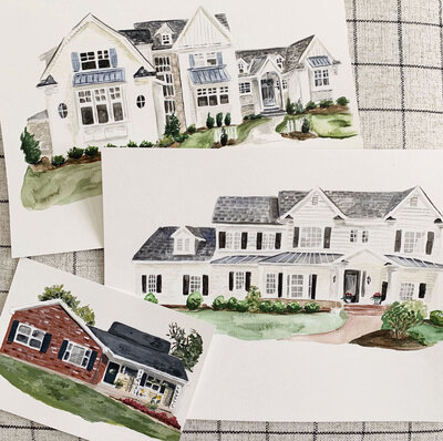 Three painted houses