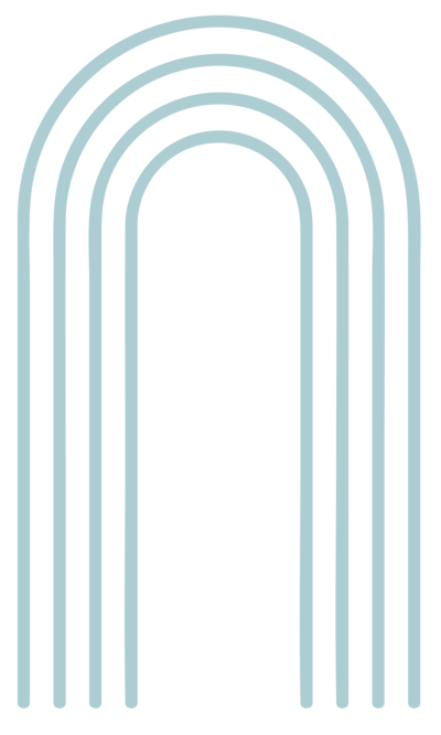 Graphic of a light blue boho arch