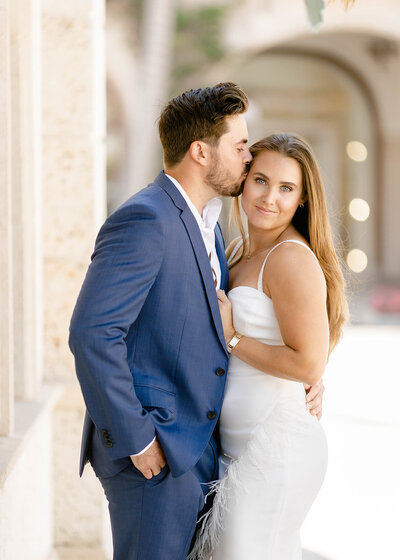 Engaged couple at Worth Avenue in Palm Beach, Florida, captured by Claudia Amalia, a wedding and lifestyle photographer based in Miami and Florida Keys, South Florida. Destination weddings available. Portfolio highlight.