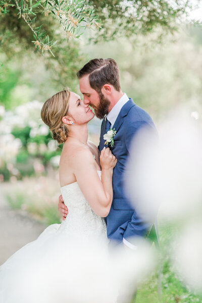 couple posing at sbragia vineyard after their wedding