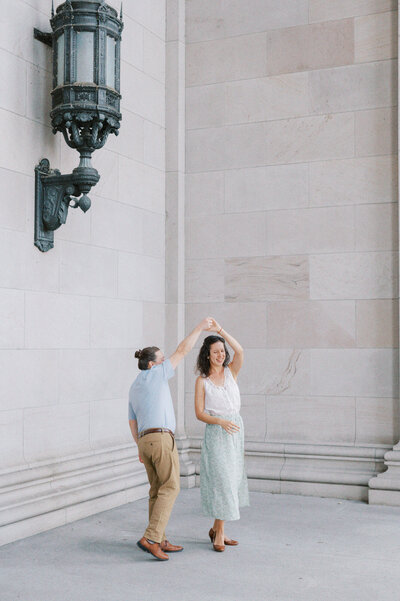 couple dancing together at washington state capital building