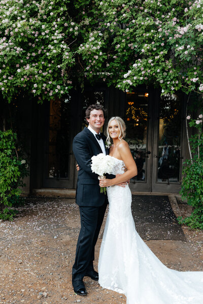 Wedding and Elopement Photography, cake display table with floral arrangement