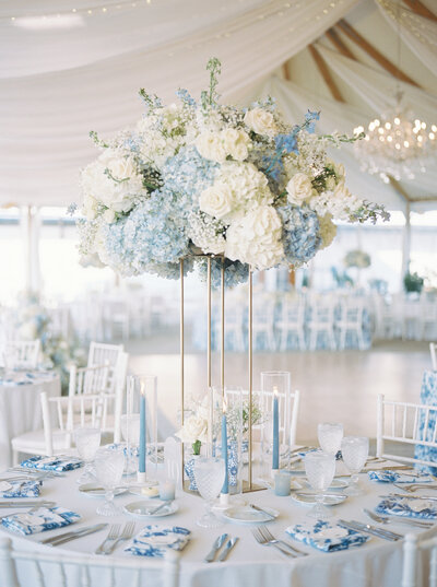 Blue and white florals from a wedding at The Bohlin Newport Rhode Island