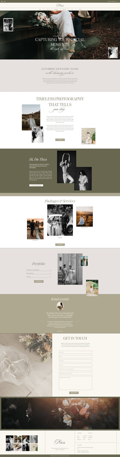 Aurora is a minimalist and elegant showit website template for service providers like coaches, photographers, and personal brands, including influencers and bloggers.