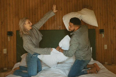 Weekend Engagement Photos in Steamy Cabin