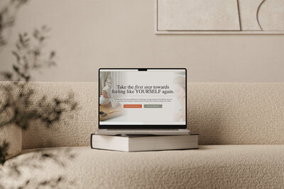 Lumen template home page on a desktop device sitting on a table