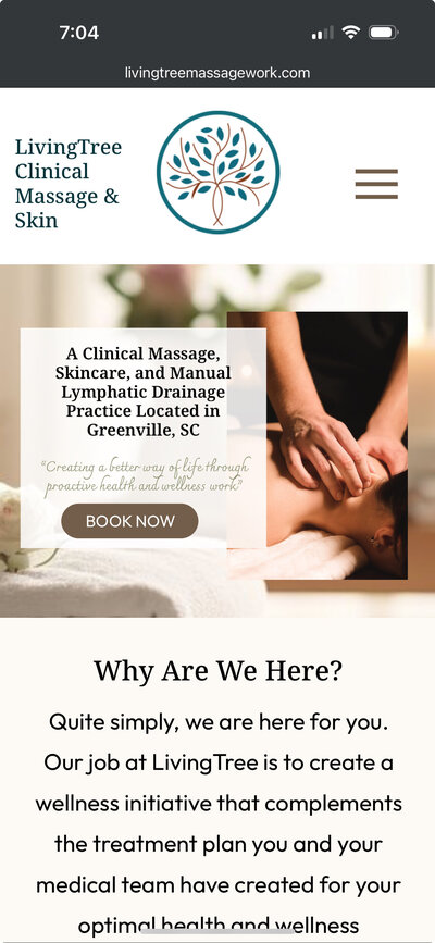 LivingTree Clinical Massage & Skin Website