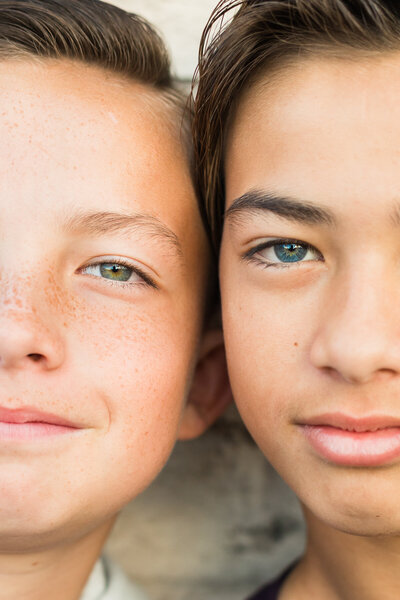 closeup photos of two children