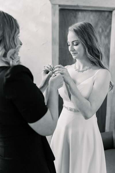 Mother and bride getting ready in Austin Texas.