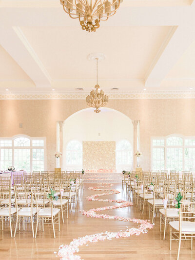 Indoor wedding ceremony at Morais Vineyards