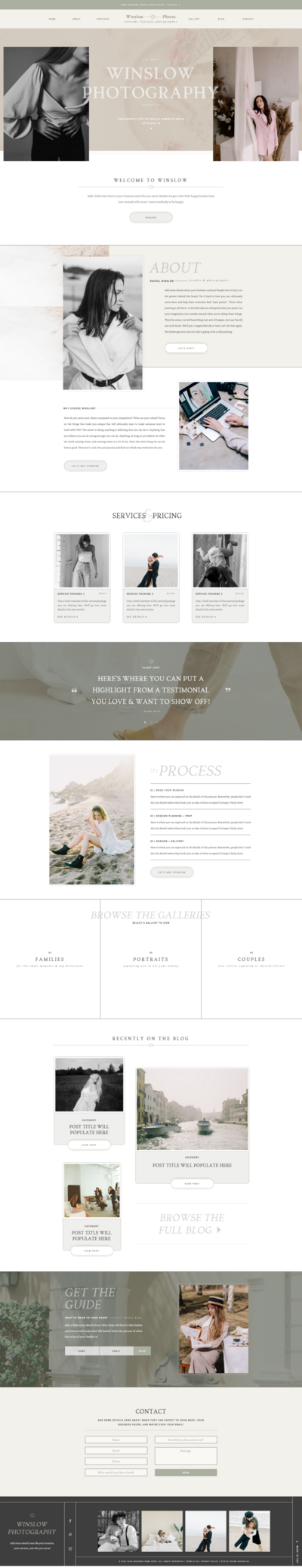 Editorial and modern showit templates for wedding photographers by Palme Design Co